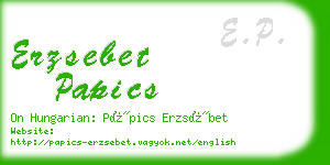 erzsebet papics business card